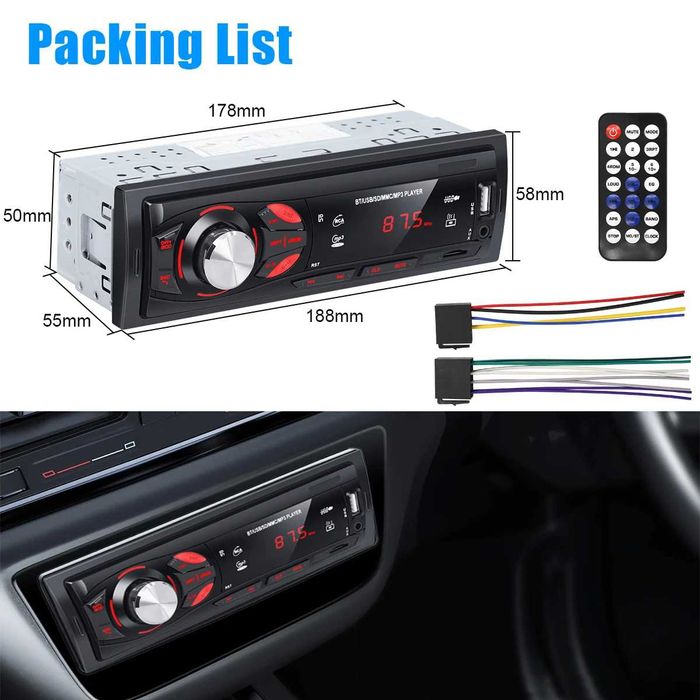 Auto Radio Bluetooth Auto 1 Din ,  Bluetooth Mãos Livres,
