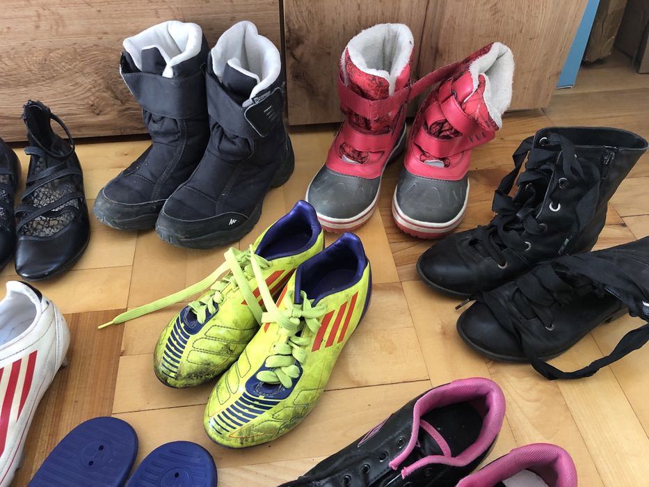 Buty dziecięce buciki 13 par 32-34 korki sniegowce sandaly zestaw paka