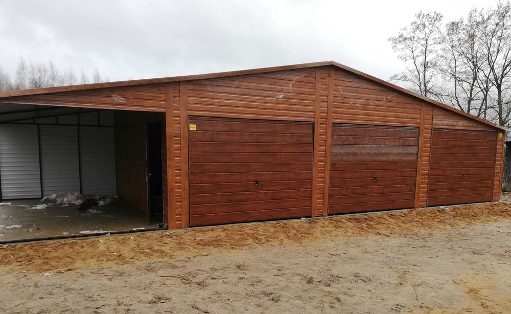 Podwójny Garaż Drewnopodobny 6x5  + Wiata 2x5  w CENIE PROMOCJA!