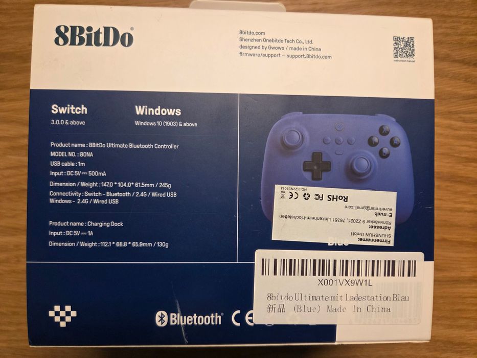 8BitDo Ultimate Bluetooth Controller + Stacja Dokująca Niebieski Stan BDB