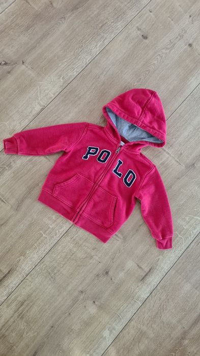 Bluza rozpinana dresowa Polo Ralph Lauren. Czerwona. Z kapturem. 86 92