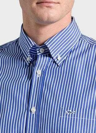 Сорочка чоловіча блакитна в білу смужку paul & shark довгий рукав xxl