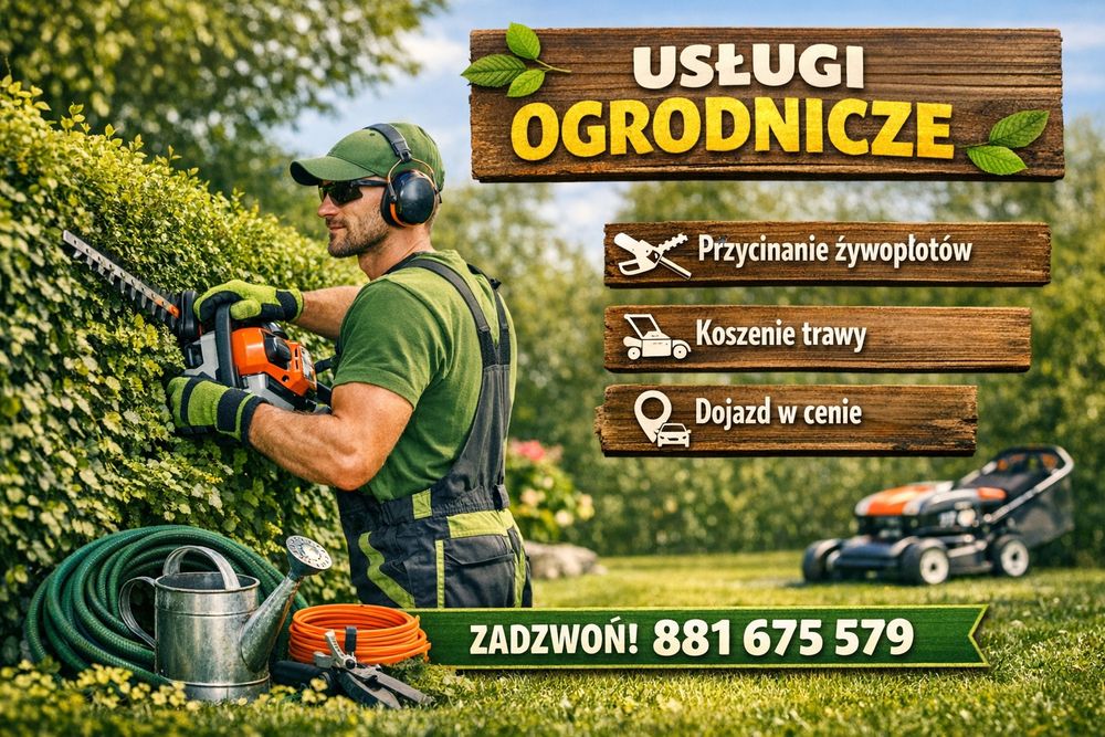 Usługi ogrodnicze. Przycinanie Tui, Drzew, Koszenie trawy.