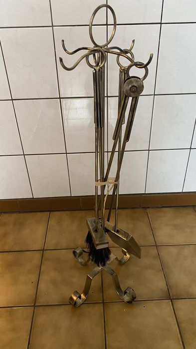 Zestaw kominkowy 5w1 wraz z koszem na drewno - nowy