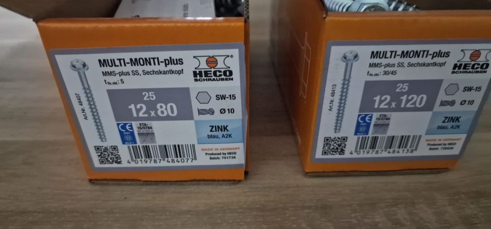 Śruby do betonu 80/120 mm.