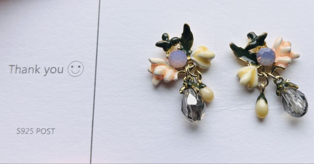 Nowe kolczyki srebro 925. Fantazyjne kwiatki