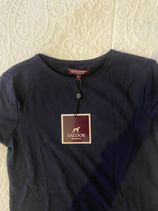 T-shirt algodão Sacoor Brothers, tamanho S, azul marinha + Oferta