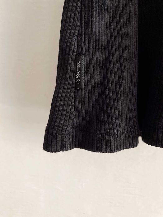 Bluzka czarna szeroki dekolt basic prążkowana