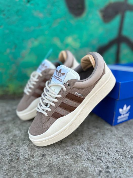 Кроссовки женские Adidas Campus Bad Bunny White Cream Beige Brown