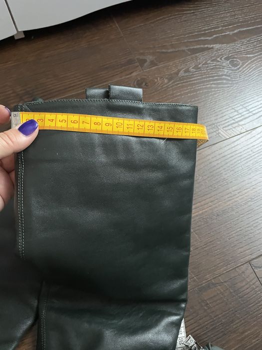 Чоботи темно зелені , нат.шкіра