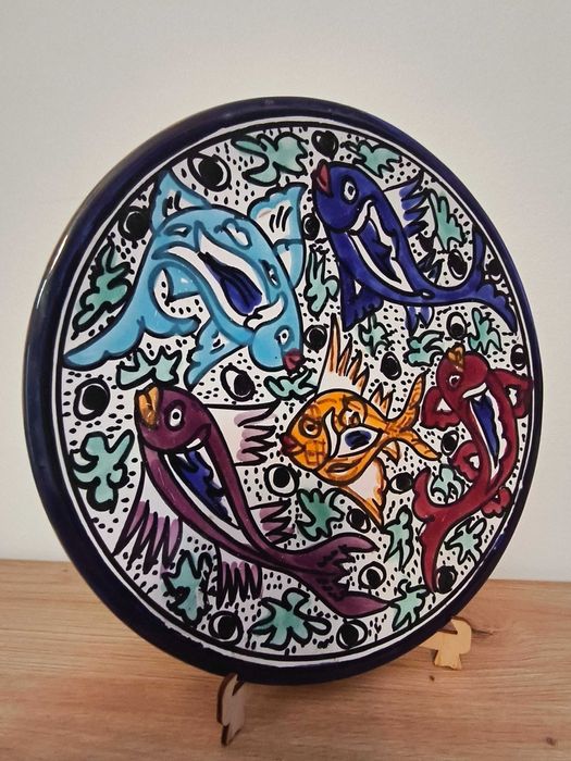 Patera talerz ceramiczny ozdobny rybki sygnowany