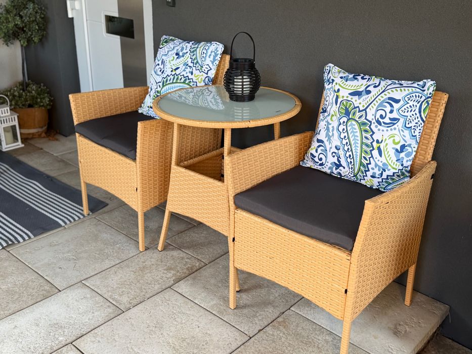 zestaw miodowy technorattan 2+1 na balkon do ogrodu