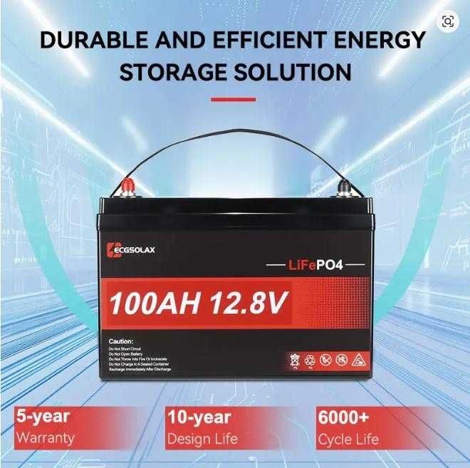 Новий -потужний акумулятор Lifepo4 -12v( 12,8v)-100Ah потужна -BMS-180А + активний балансир. Витримує постійне навантаження до 2,3кВт!