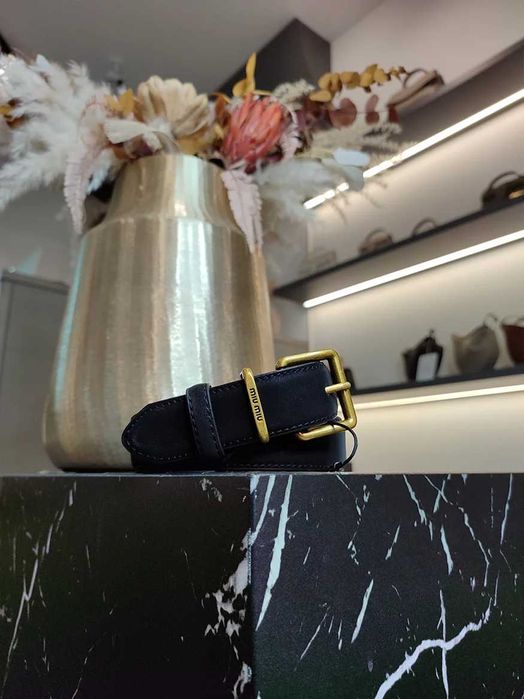 Ремінь Miu Miu Suede Belt Black