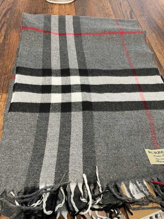 Шарф сірий Чоловічий в клітинку Burberry + коробка