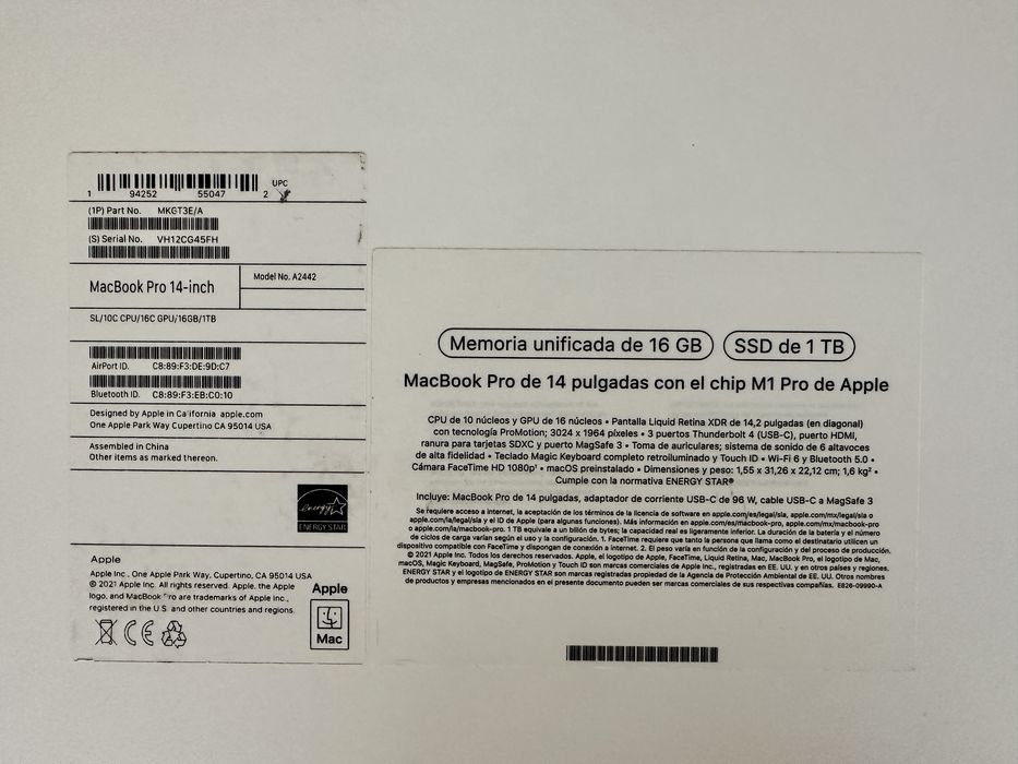 Macbook Pro 14 M1 1 TB