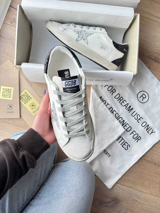 Кеди Golden Goose Glitter Star Silver / кеды Голден Чуз Гліттер білі