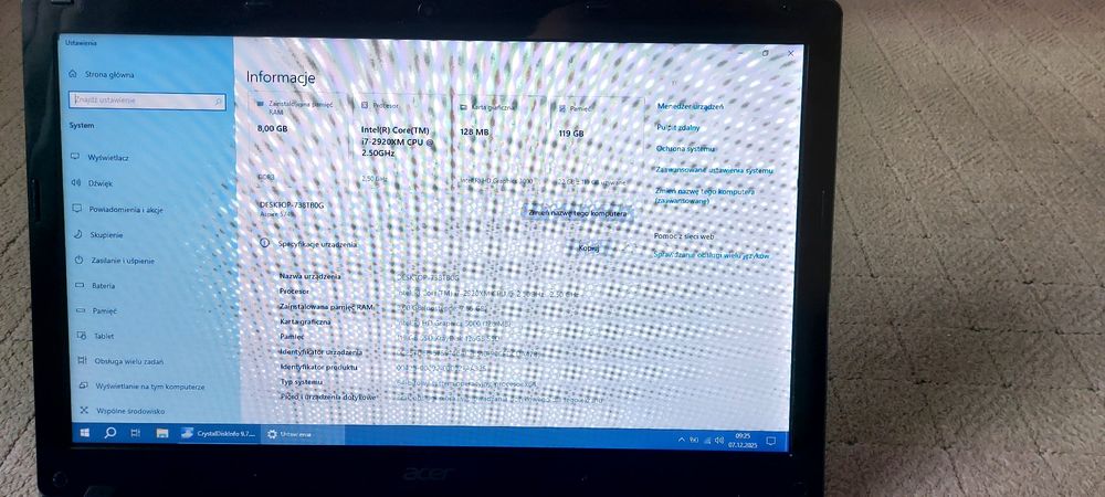 Acer Aspire 5749 i7 8 GB Ram ssd 128