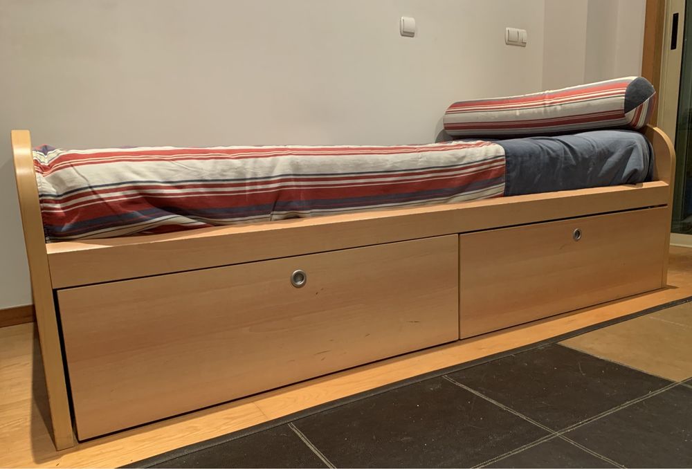 Cama solteiro com arrumação + estrado + oferta colchao