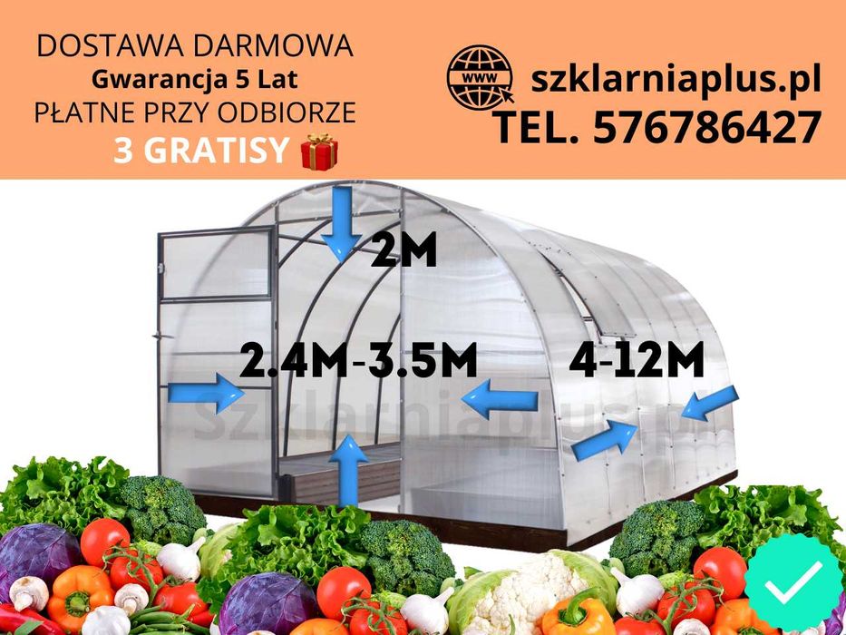 Szklarnia 10m/8m/6m/4m/3m/2m PROMOCJA!!! Darmowa dostawa
