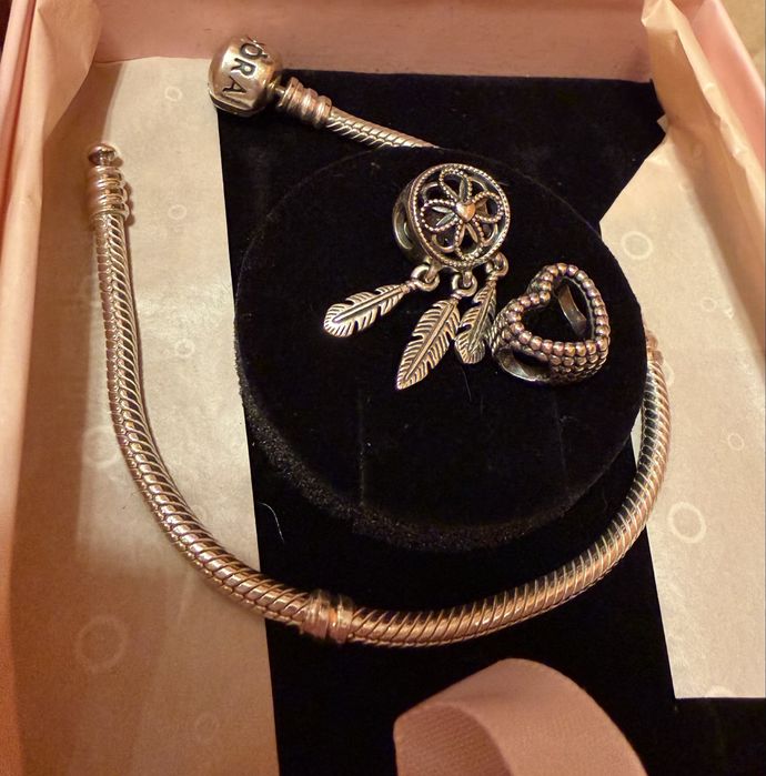 Pandora срібний набір комплект браслет намистини