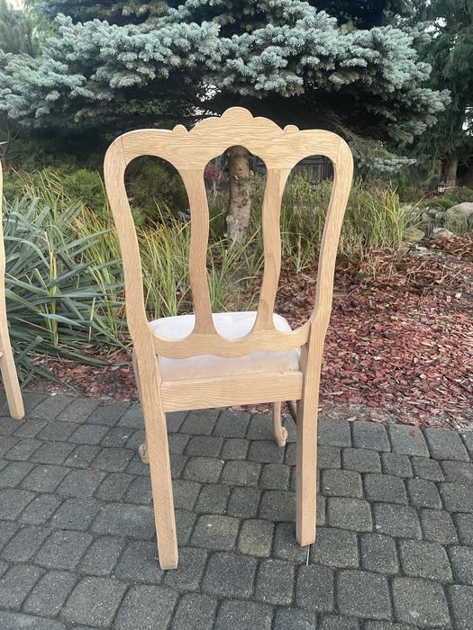 Stół 6 krzeseł w stylu ludwikowskim oczyszczone dąb stan surowy