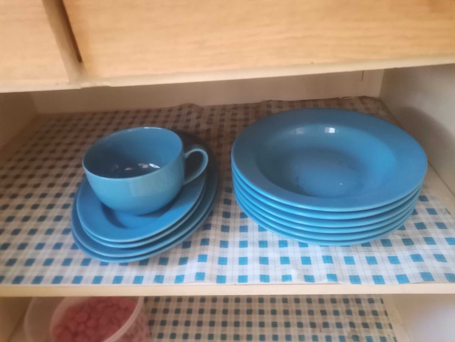 Talerze podstawki kubek niebieskie