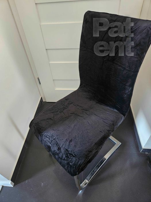 Pokrowce na krzesła miękkie welurowe czarne 6 sztuk welvet