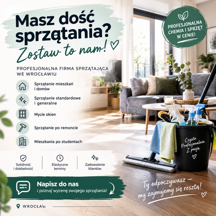 Profesjonalne sprzątanie mieszkań i domów | Wrocław i okolice
