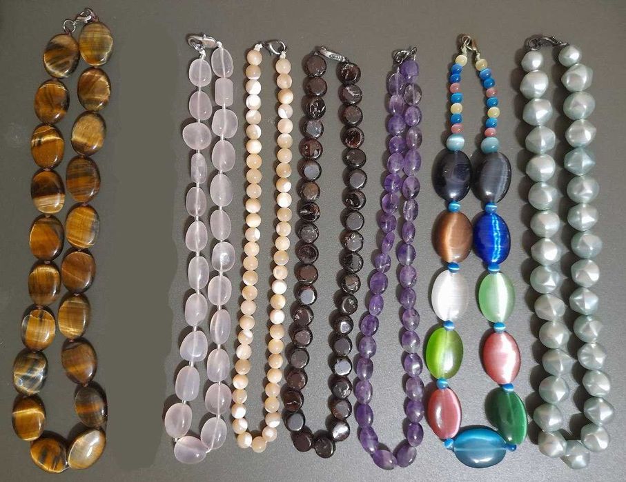 Намисто яшма сердолік тигрово око агат гірський кришталь гранат