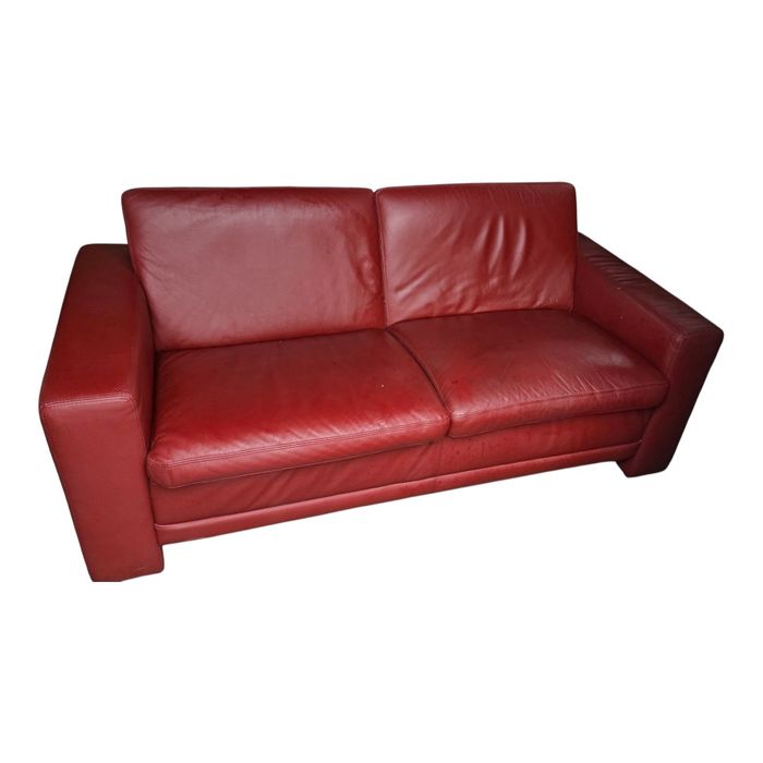 Komplet 2x  Kanapa(sofa) Skórzana Naturalna Czerwona (185cm i 155cm)