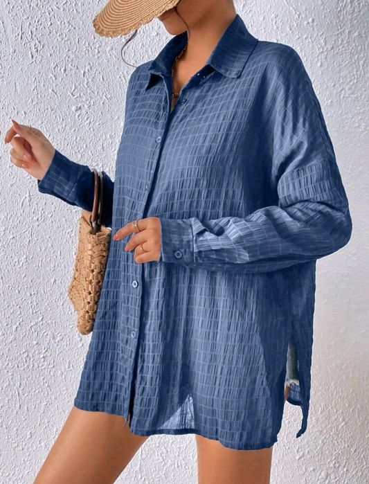 Camisa azul empoeirado (senhora)