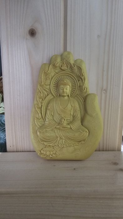 Buddha sentado com 14 cm de altura com oferta da mão de buddha