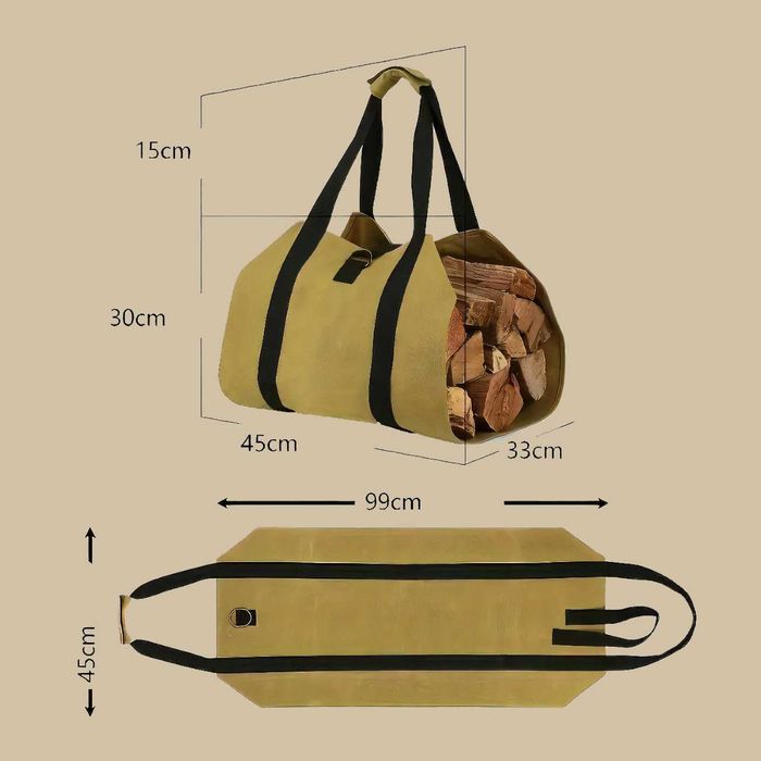 Сумка для зручного перенесення дров 45×30 см (з ременями) переноски