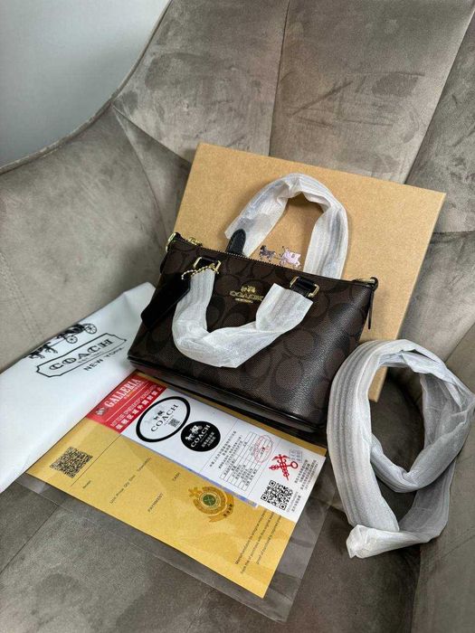 Coach Mini Tote Signature Brown/міні-сумка тоут Коуч