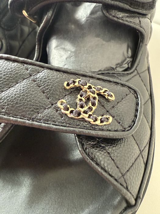Босоніжки CHANEL black шкіра преміум