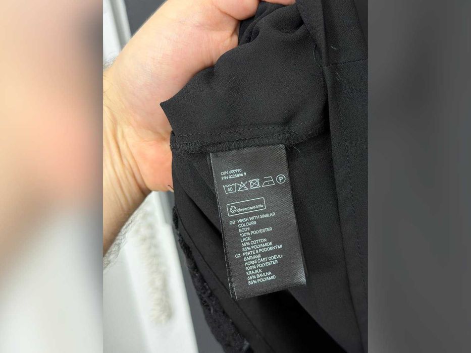 bluzka H&M czarna koronkowy panel długi rękaw XL 42