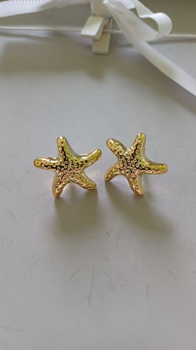 NOWE Kolczyki małe rozgwiazdy morze plaża urlop wakacje