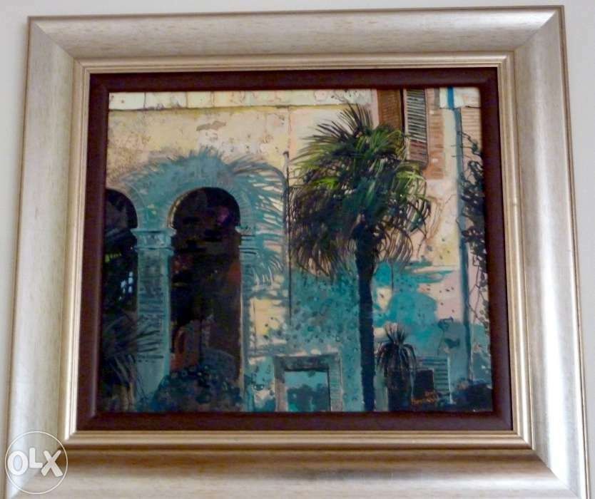 Obraz AMELIA Palma na dziedzińcu Andrzej Borowski akryl na płótnie