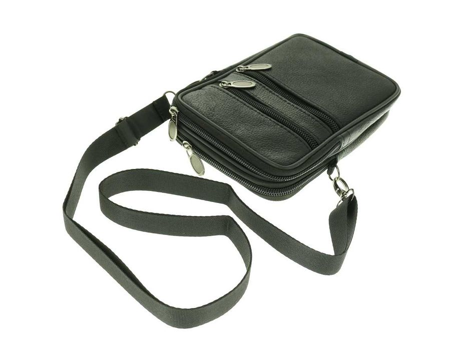 Męska torba listonoszka torba na ramię czarna skórzana PL producent