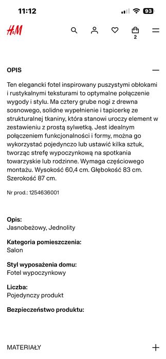 Fotel  wypoczynkowy H&M