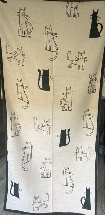 Dwustronny długi szal w koty