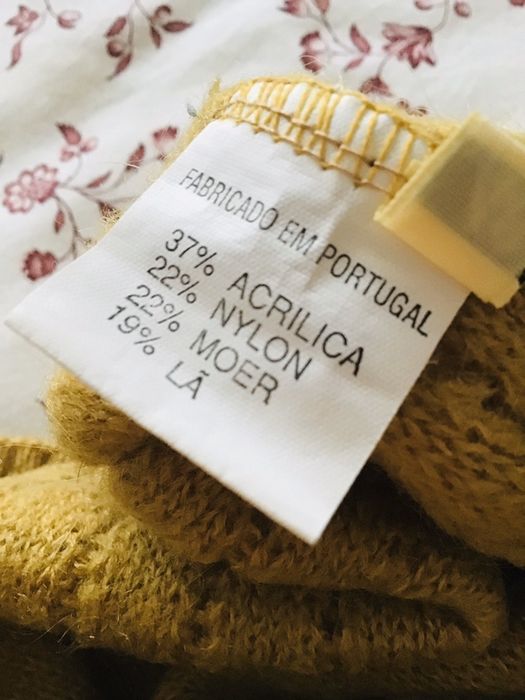 Malha lã mohair amarela vintage