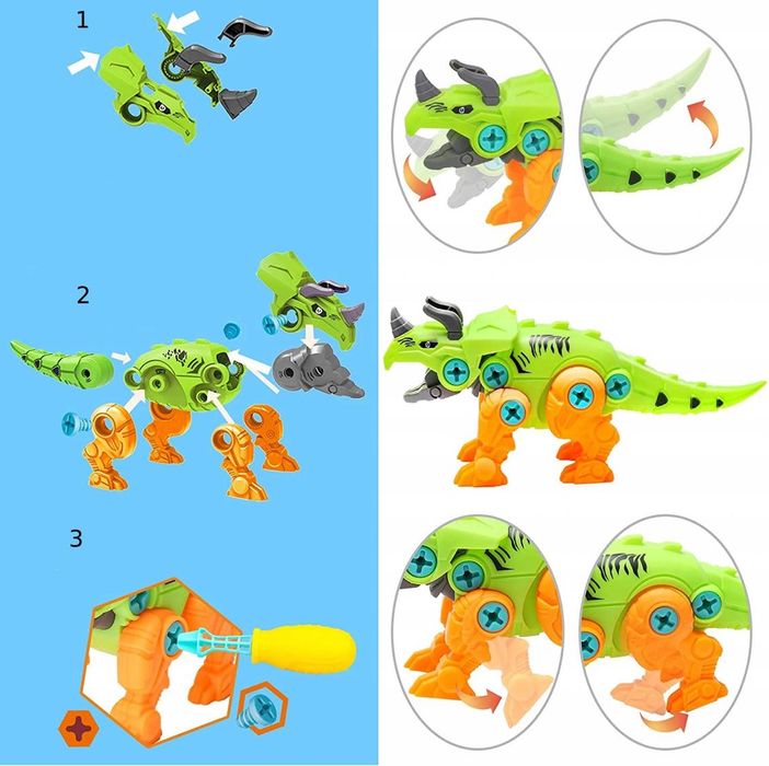 DIY Dinozaur zabawka PREZENT edukacyjna motoryka