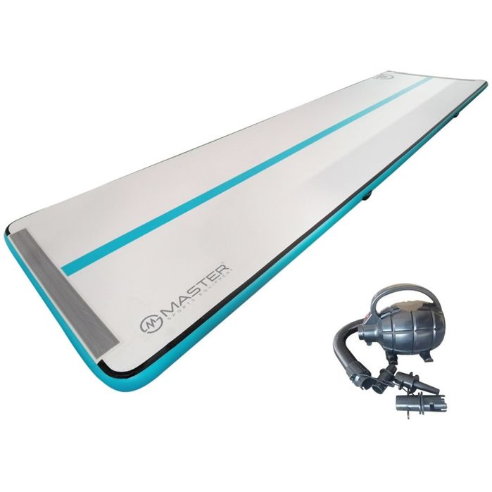Airtrack S-Pro Mata Gimnastyczna 600x150 Cm Szaro Turkusowa Do Ćwiczeń Fitness Jogi Acrobatics Movemania