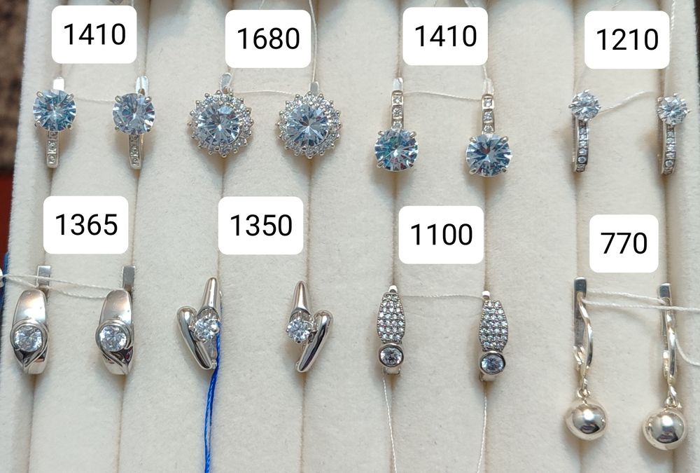 Тільки доба -14% Сережки срібні пусети гвоздики протяжки з золотими на