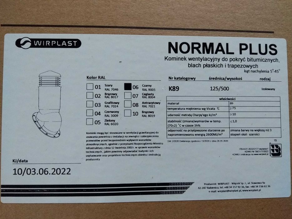 Kominek izolowany do pokryć płaskich o średnicy 125mm