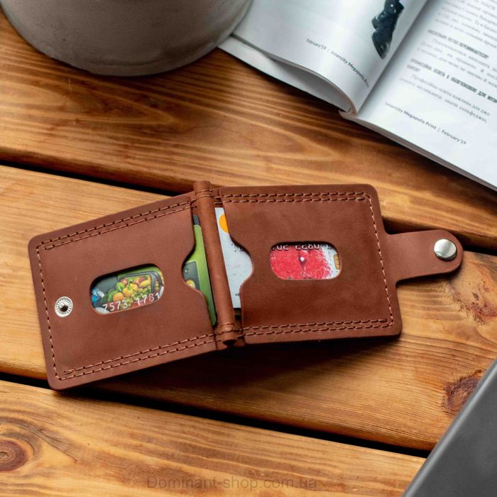 Затискач для грошей із натуральної шкіри Klod коньячний