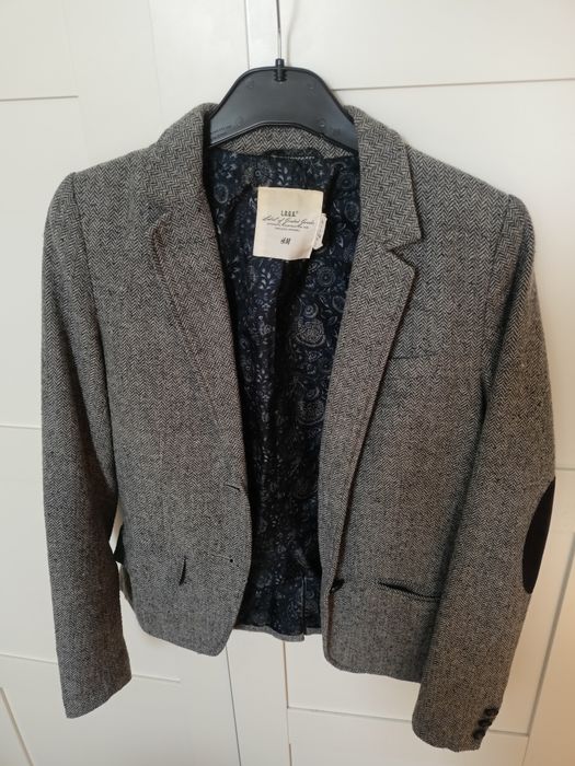 H&M Piękna marynarka w jodełkę na podszewce