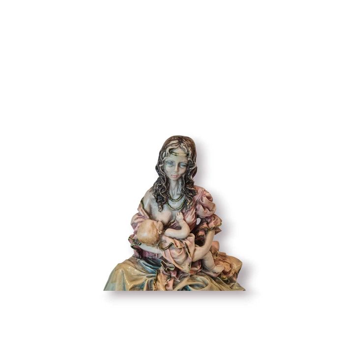 Escultura Decorativa Mãe a Amamentar – Figura Feminina com Criança